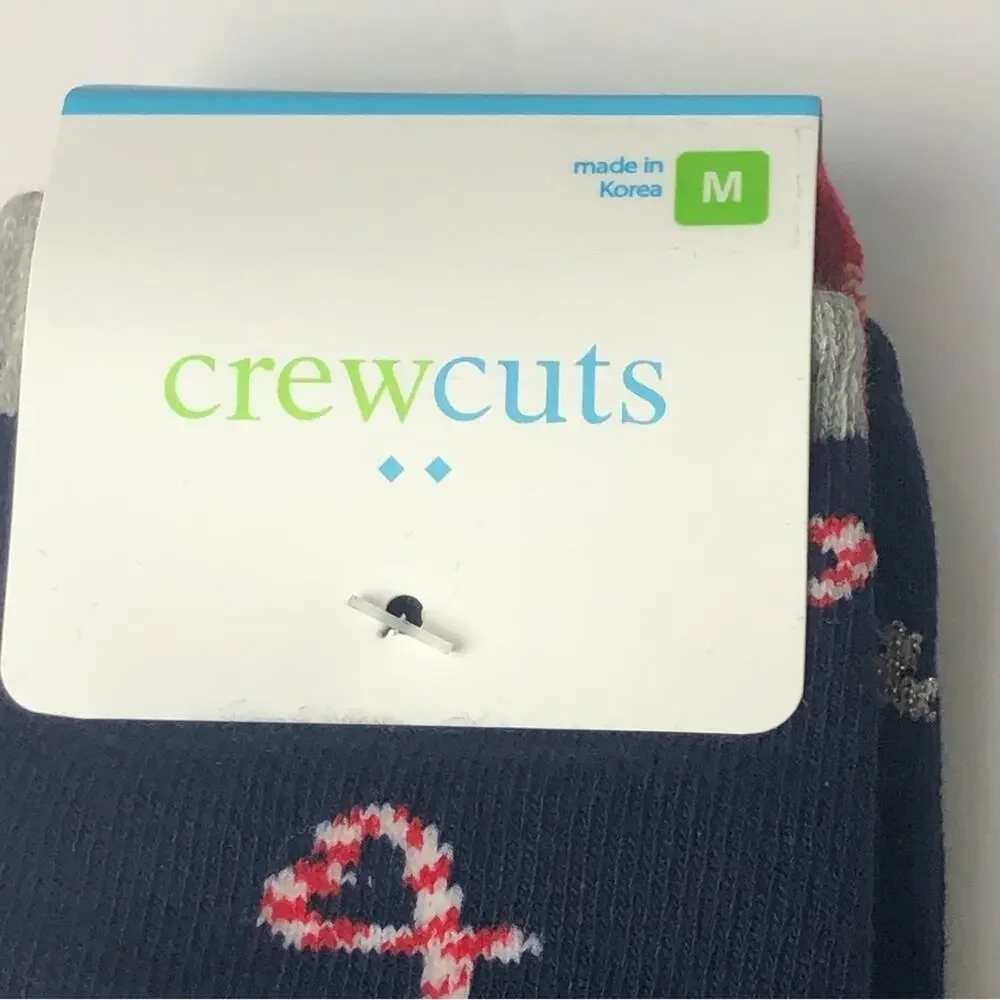 Crewcuts Girl's Holiday Candy Cane Heart Print Socks Three Pairs Sz M NWT